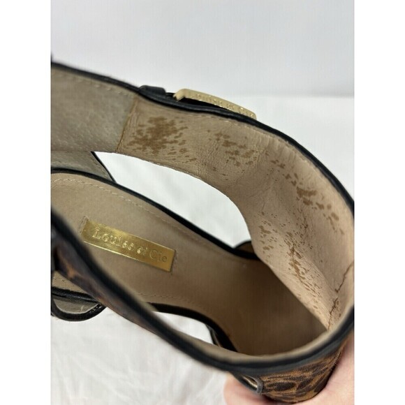 Louise et Cie Peeptoe Booties Heels Leopard Animal Print Brown Black 8.5 B Calf - Picture 14 of 16